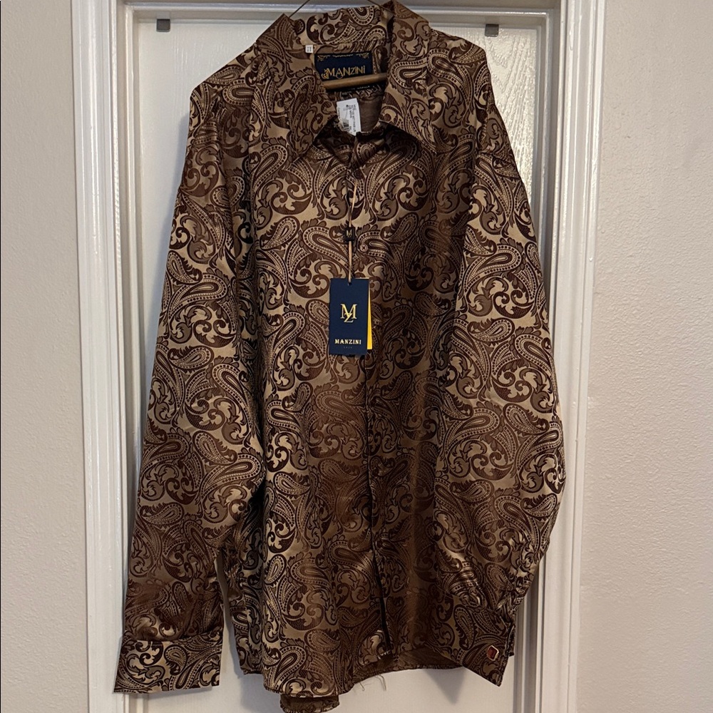 MANN Brown Paisley Button-Up Shirt 6X